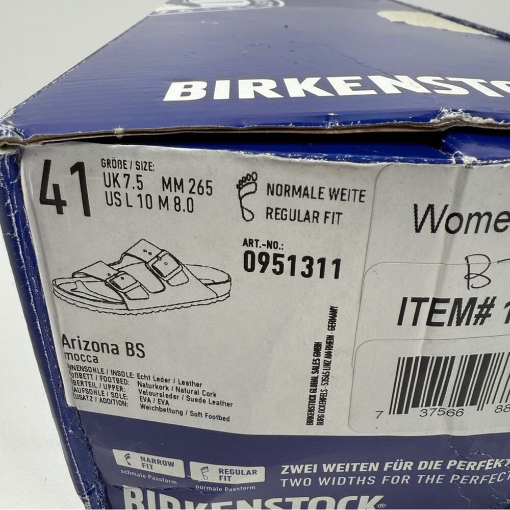 NIB • Birkenstock Arizona Soft Footbed Suede Leather Size:41 L10/M8 Normal Width - Picture 8 of 8
